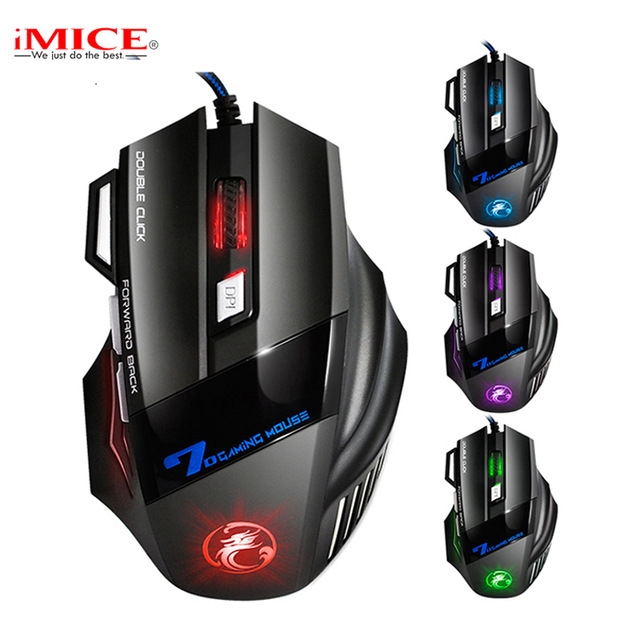 Professional Double Click 7 Buttons 2400DPI Gaming Mouse USB Wired Optical Computer Game Mouse Mice
