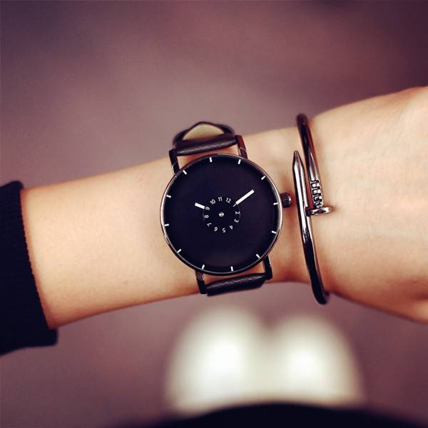 Luxury Brand Fashion Casual watches Unisex Leather Steel Strap Creative watch Men Quartz watch