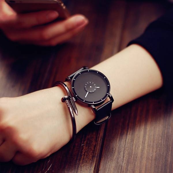 Luxury Brand Fashion Casual watches Unisex Leather Steel Strap Creative watch Men Quartz watch