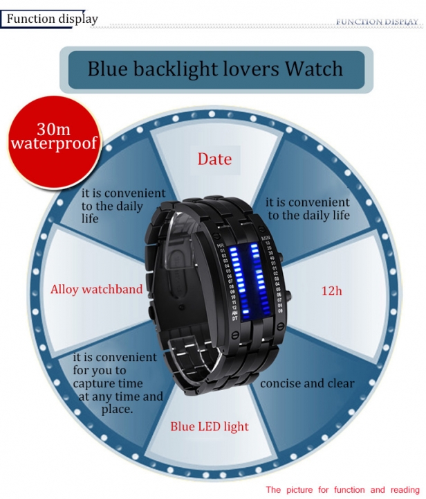 Fashion Creative Watches Men Luxury Brand Digital LED Display Waterproof Lover&apos;s Wristwatches