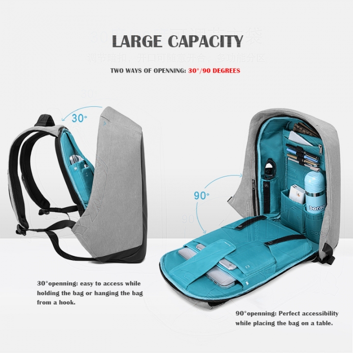 Anti theft USB Charging 15 Inches Laptop Backpack for Men Women Backpacks Fashion Black School Bags