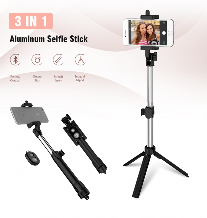 Mini Foldable Selfie Stick Self Bluetooth Selfie Stick+Tripod+Bluetooth Shutter Remote Controller