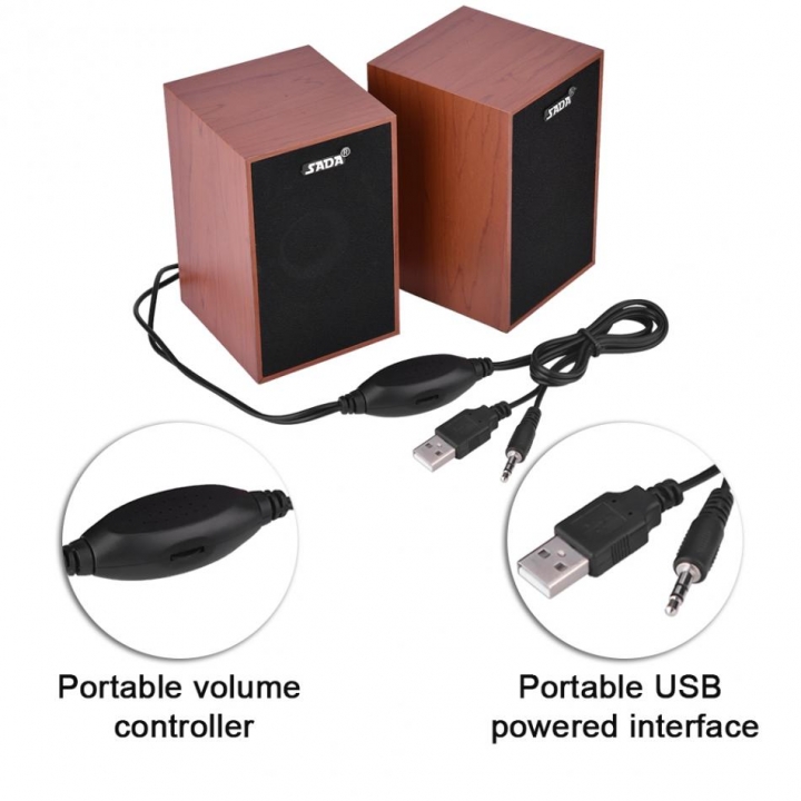Portable Wooden Desktop Computer Speaker Mini Notebook Subwoofer Laptop Multimedia Speakers