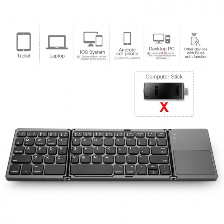 Portable Folding Bluetooth Wireless Keyboard Touchpad for IOS/Android/Windows ipad Tablet Keyboard