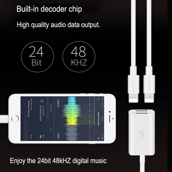 iPhone X 8 7 Audio Charging Adapter For Lightning Adapter Dual Splitters 2 in 1  Headphone Cable