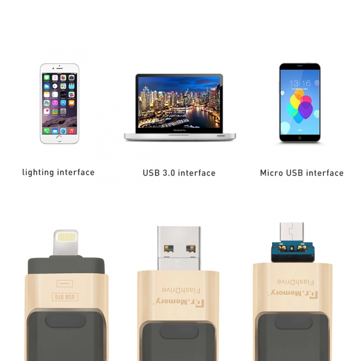 USB FLASH DRIVE OTG Pen Drive 3 in 1 u disk for apple iphone Memory stick android USB 2.0 pendrive