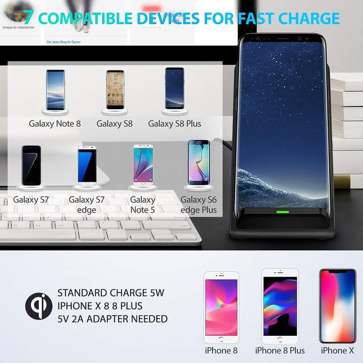 For Samsung S9 S8 mix2s iPhone X 8 Qi Wireless Charger Fast Charging Holder  Phone Fast Charger