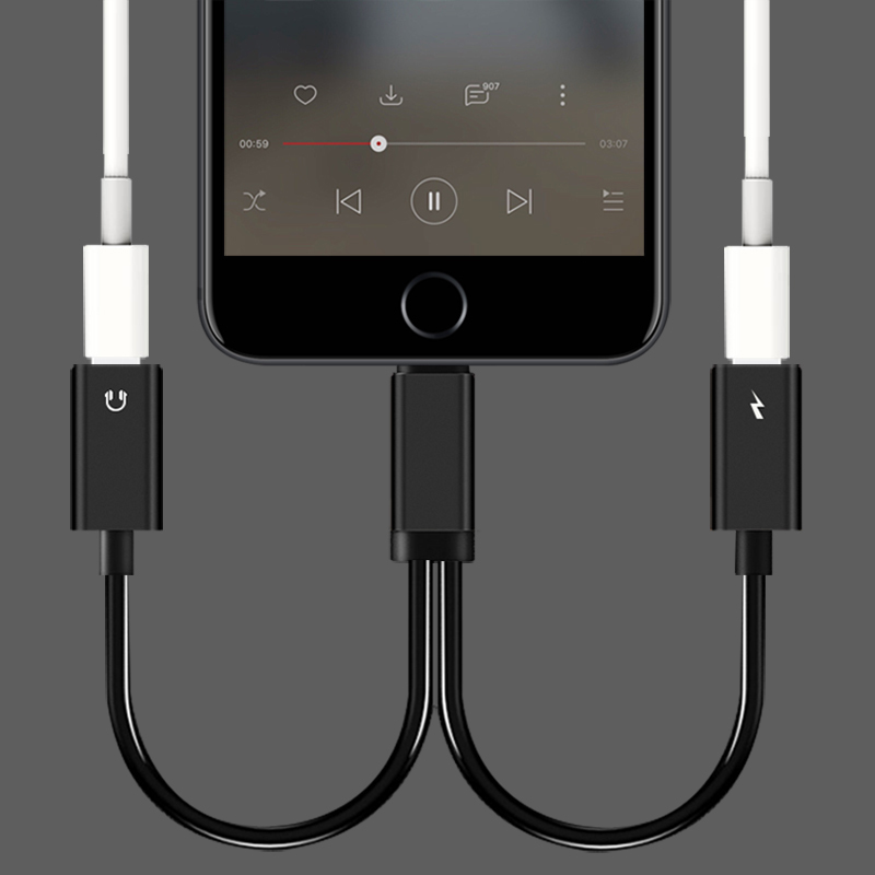 For Lightning Earphone Jack Lightning Charger Adapter Audio Charger for iPhone 7 7 Plus