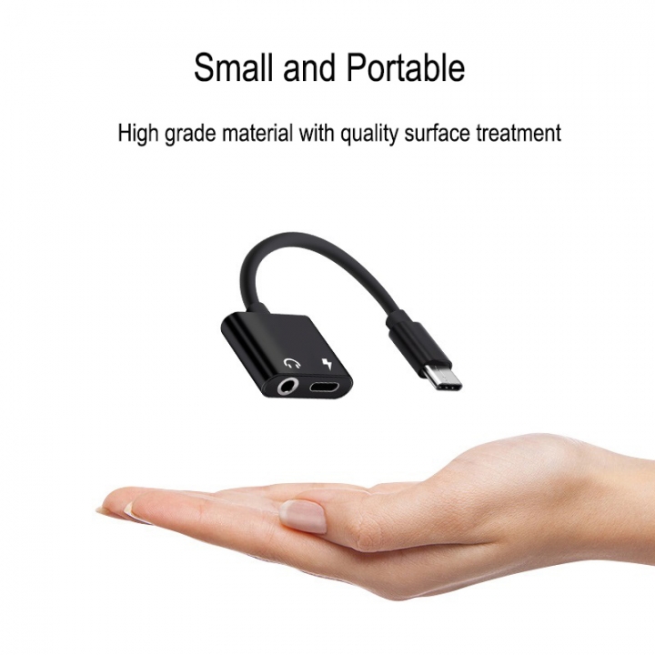 Type-C Audio Charging Adapter 2 in 1 Type C Male to Female 3.5mm Headphone Jack + Charging Converter