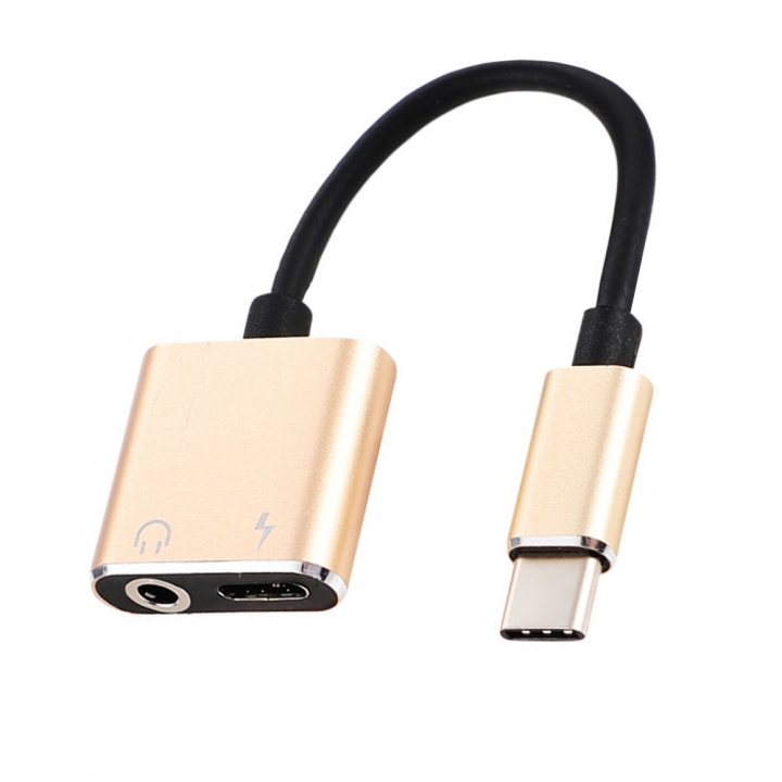 Type-C Audio Charging Adapter 2 in 1 Type C Male to Female 3.5mm Headphone Jack + Charging Converter
