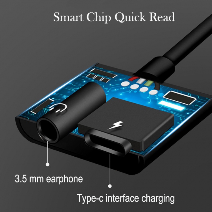Type-C Audio Charging Adapter 2 in 1 Type C Male to Female 3.5mm Headphone Jack + Charging Converter