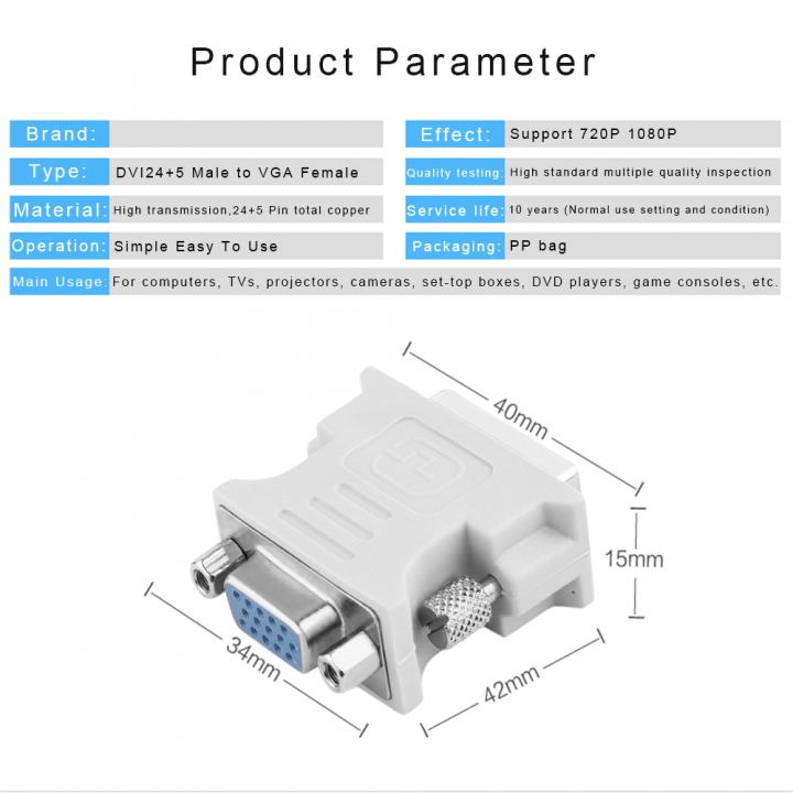 DVI 24+5 Male DVI   to VGA Female Converter HDMI to ATI DVI adapter VGA Adapter Convertor