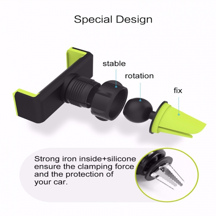 Car Phone Holder For Tecno infinix  Degree Ratotable Support Mobile Air Vent Car Mount Phone Stand