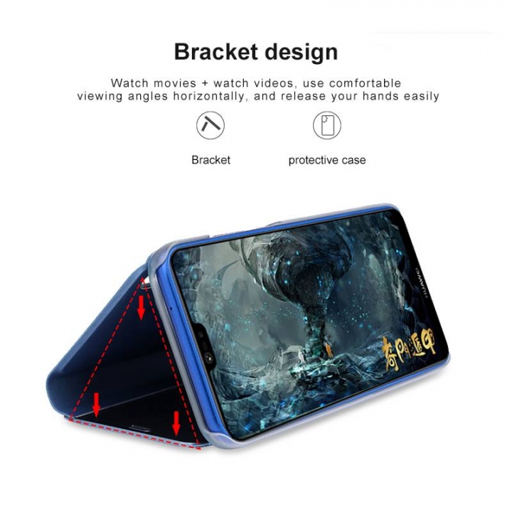 Mirror View Smart Case For Huawei P20 Pro Leather Stand Flip Case For Mate 10 Honor 9 Lite Cover