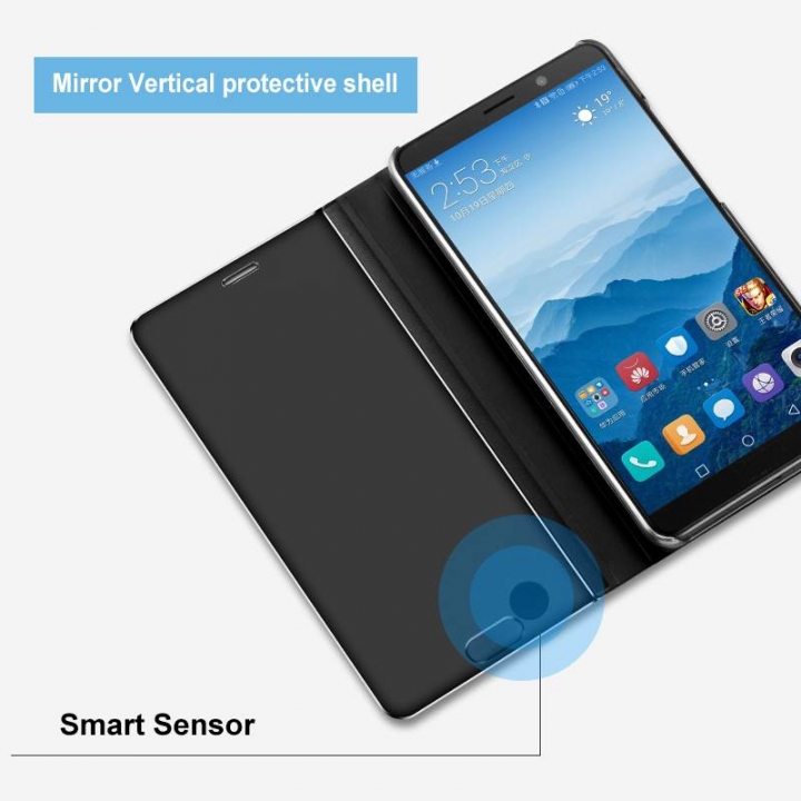Mirror View Smart Case For Huawei P20 Pro Leather Stand Flip Case For Mate 10 Honor 9 Lite Cover