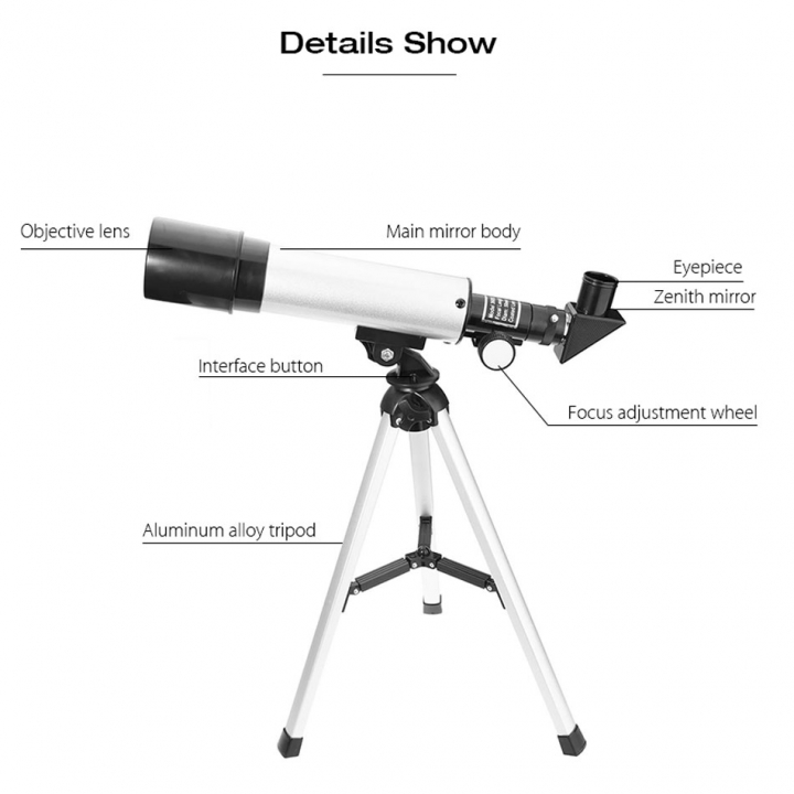60X Refractive Astronomical astronomic Monocular Telescope Space Spotting Scopes with Tripod