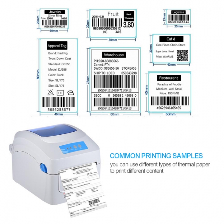 Barcode printer clothing label Support 108mm Width printing electronic by thermal bar code printer