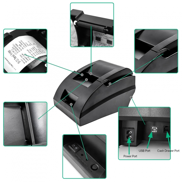 USB Interface POS 58mm Thermal Barcode Printer Receipt Bill Printer Ticket Thermal Printer Bill Printer