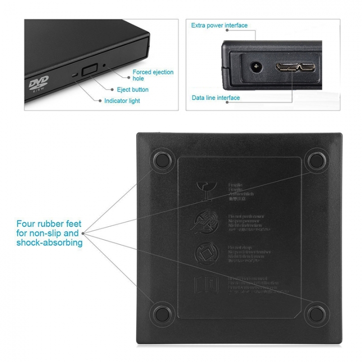 External CD DVD Drive Burner Player  DVD-ROM CD/DVD-RWReader Writer Recorder Portatil for Window PC