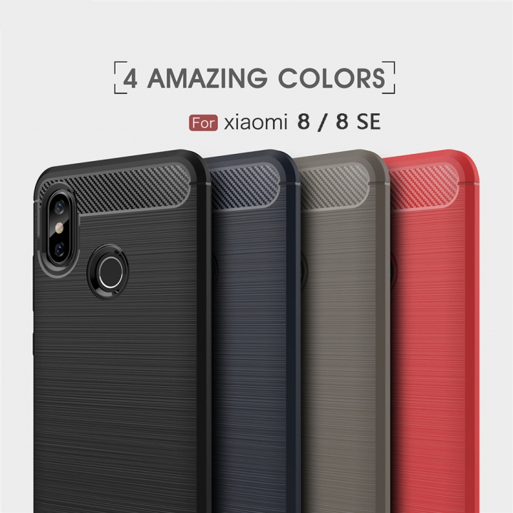 Xiaomi Mi8 SE Case Luxury Soft Shockproof TPU Back Cover For Xiaomi Carbon Fiber Protective Shell