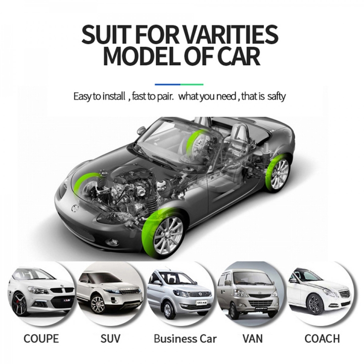 Car TPMS Alarm Tire Pressure Sensor System Solar Power Wireless LCD Monitor internal Sensors