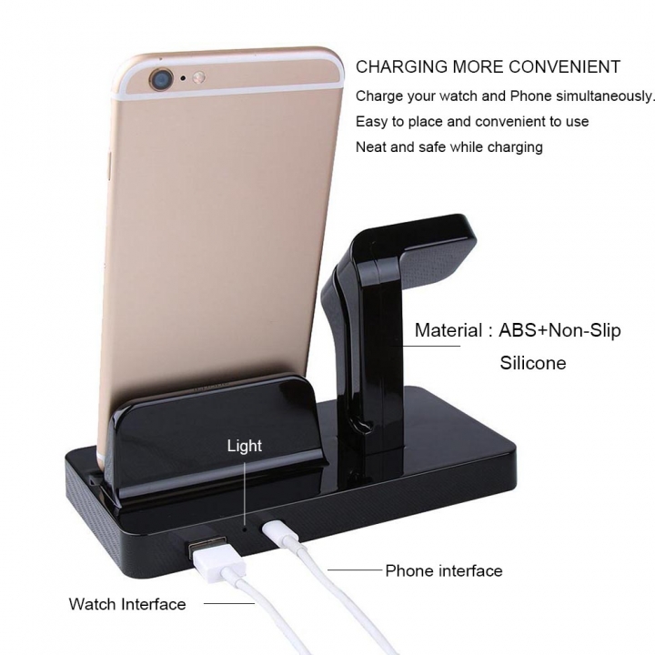 2 in 1 Charging Dock Station Bracket Cradle Stand Holder Charger For iPhone Dock For Apple Watch