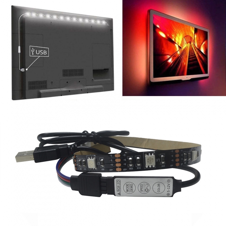 Super-Bright Strip Light Waterproof 5V 50/100/200cm  RGB LED Strip Light Bar TV Back Lighti USB Port