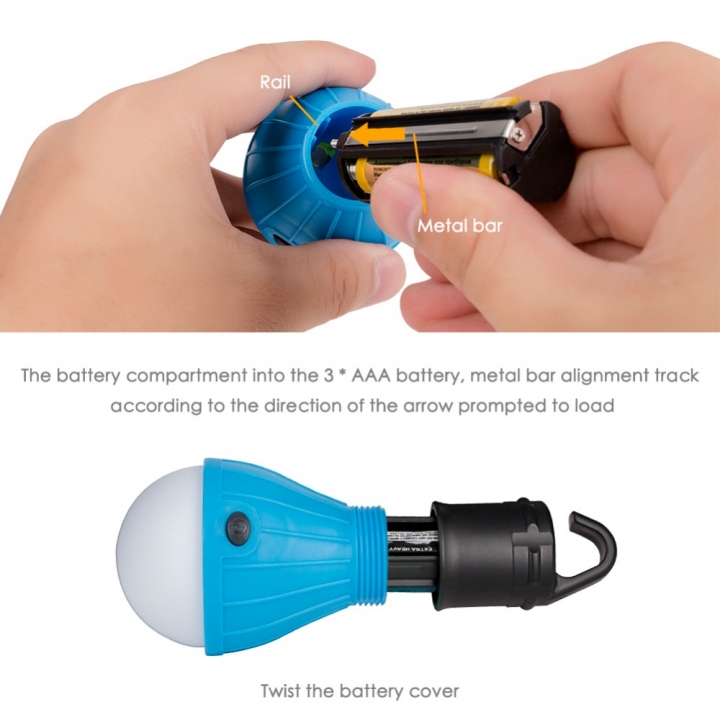 Mini Portable Lantern Tent Light LED Bulb Emergency Camp Lamp Waterproof Hanging Hook Flashlight
