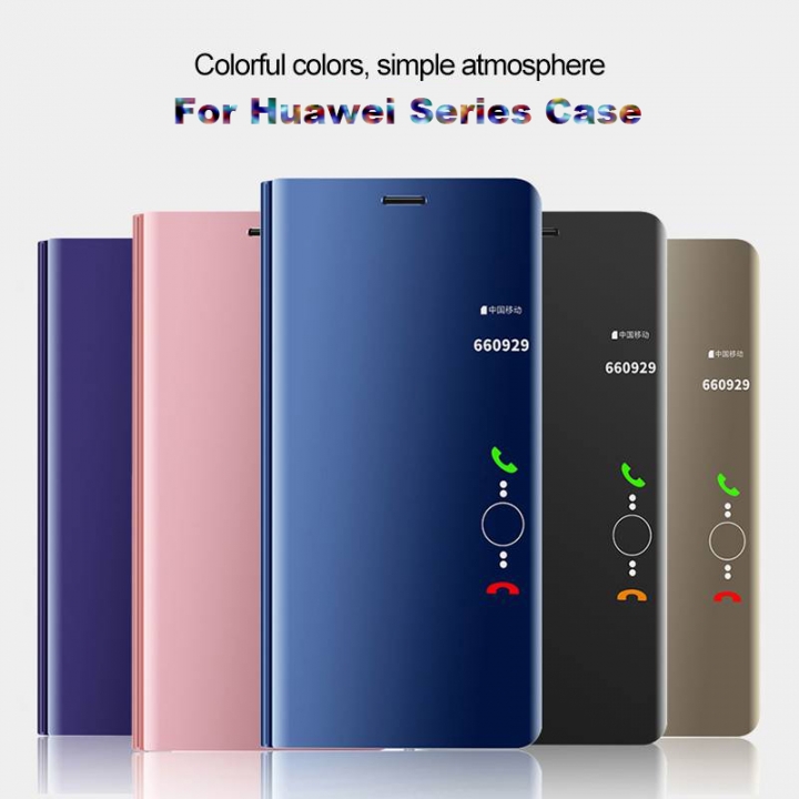 Mirror View Smart Case For Huawei P20 Pro Leather Stand Flip Case For Mate 10 Honor 9 Lite Cover