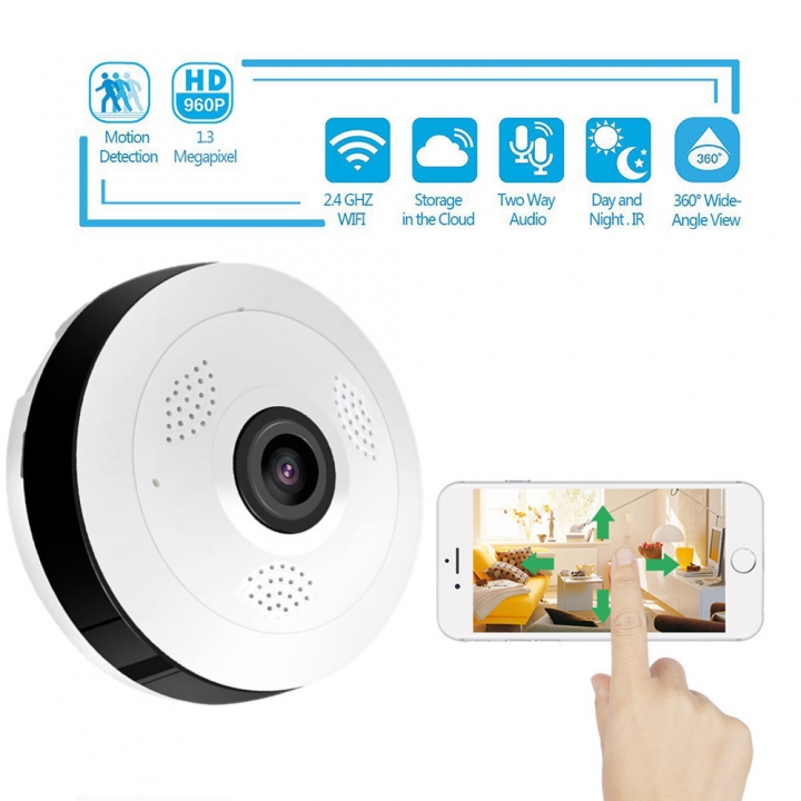 360 Degree Panoramic Wide Angle MINI Cctv Camera Smart IP Wifi Wireless Fisheye Lens 1080P Camera