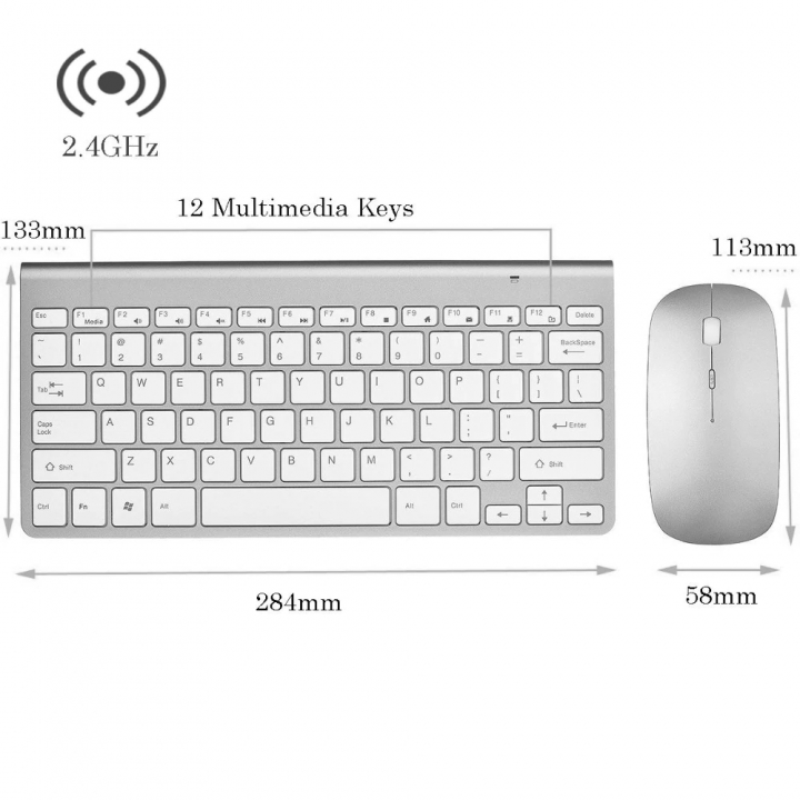 New Ultra Slim 2.4GHz Wireless Keyboard With Mouse Mice Kit Set For Desktop Laptop PC Computer