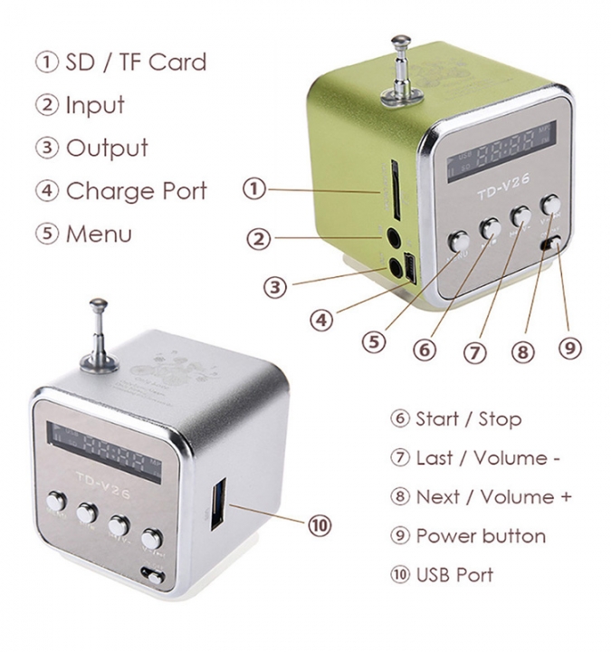 Mini Speaker Portable Micro SD TF Card USB Disk musicAmplifier Stereo Loudspeaker for PC Mobile MP3