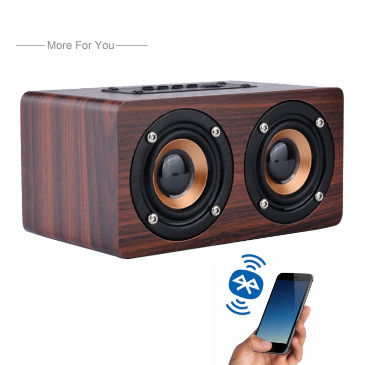 Wooden Wireless Bluetooth Speaker Portable HiFi Shock Bass TF card Soundbar for Phone