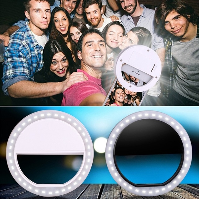 Mini Phone Selfie LED Ring Light Spotlight 36 LED Flash Light Pocket Clip Photography Smartphone