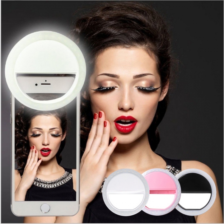 Mini Phone Selfie LED Ring Light Spotlight 36 LED Flash Light Pocket Clip Photography Smartphone