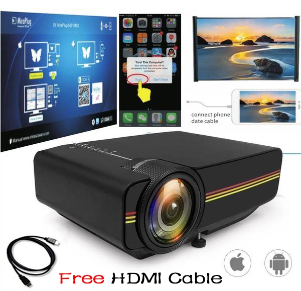 Mini Projector Wired Sync Display stable than WIFI Hometheater For Home Theatre Movie HDMI VGA USB