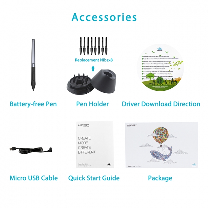 HUION H950P Ultrathin Graphic Tablet Digital Tablets Drawing Pen Tablet with Battery-Free Stylus