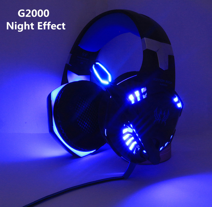 Gaming Headset Stereo Sound 2.2m Wired Headphone with Mic Noise Cancelling LED Light for Computer PC