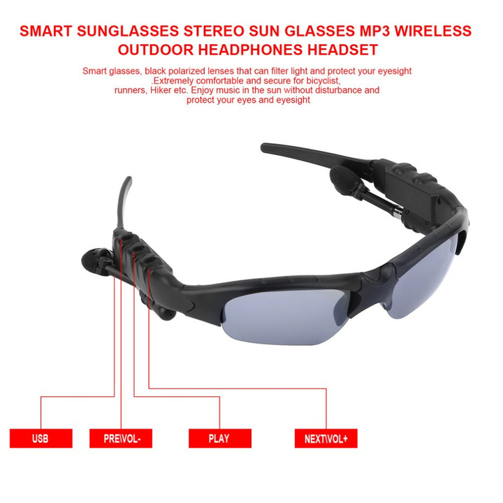 Smart Sport Bluetooth Glasses Wireless Music Sunglasses Outdoor MP3 Earphones Glasses