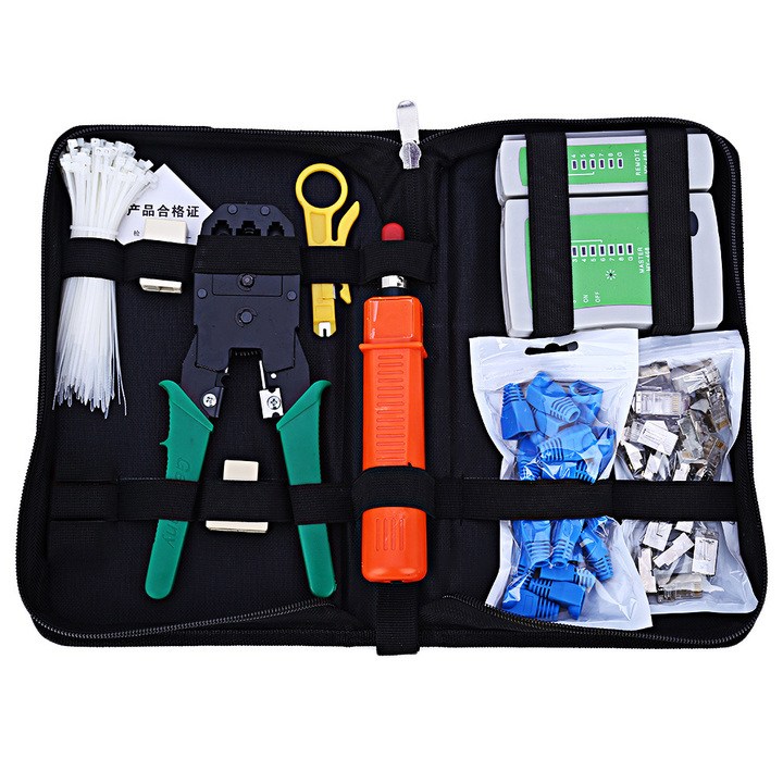 Network Computer Maintenance Tool Kit Cable Tester Crimper 50 Rj45 Cat5 Cat5e Connector Plug
