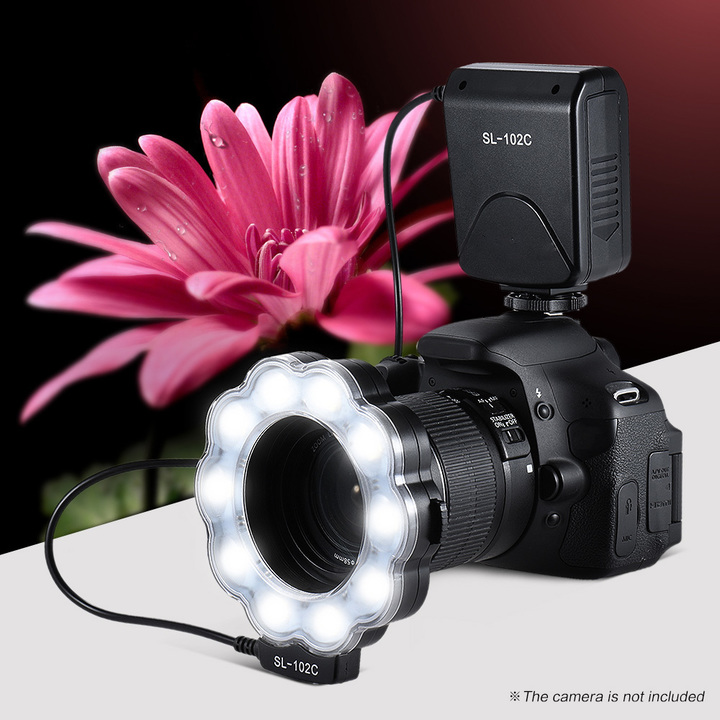 Macro LED Ring Flash Fill-in Light Lamp Brightness Adjustable LCD Display for Canon Nikon Pentax