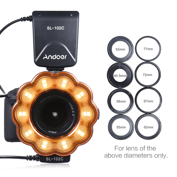 Macro LED Ring Flash Fill-in Light Lamp Brightness Adjustable LCD Display for Canon Nikon Pentax
