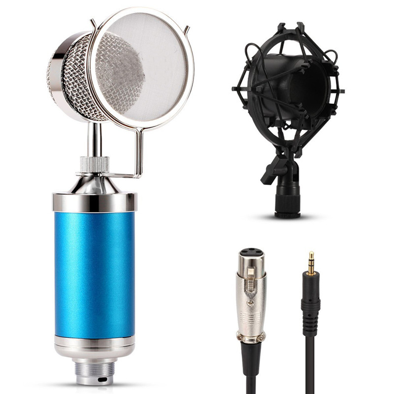 Professional Sound Studio Recording Condenser Microphone with Shock Mount 3.5mm Audio Cable