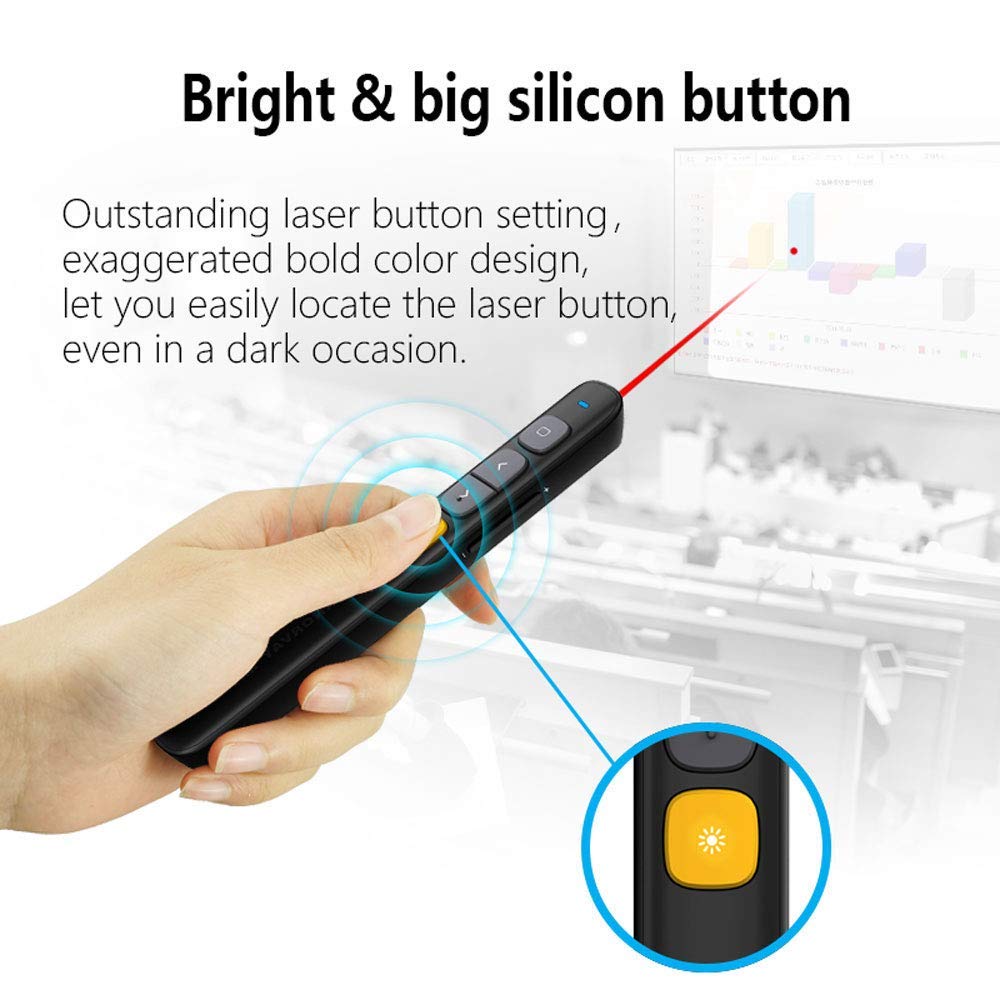Wireless Presenter RF 2.4GHz Powerpoint Presentation Remote Control PPT Clicker Laser Pen