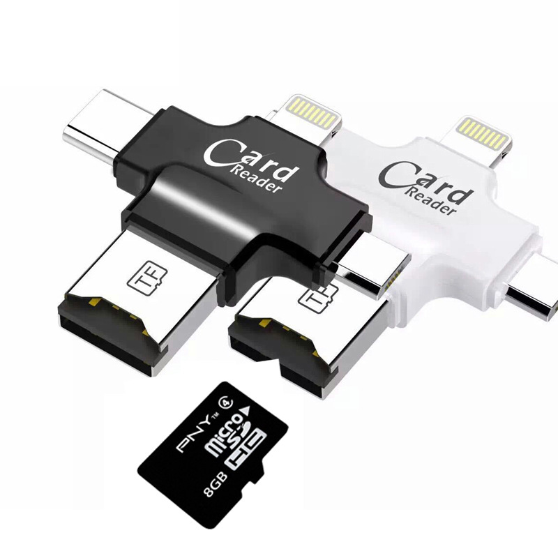 4 in 1 Card Reader usb-C Micro USB MicroSD tipo C for Android ipad/iphone MacBook OTG TF SD reader