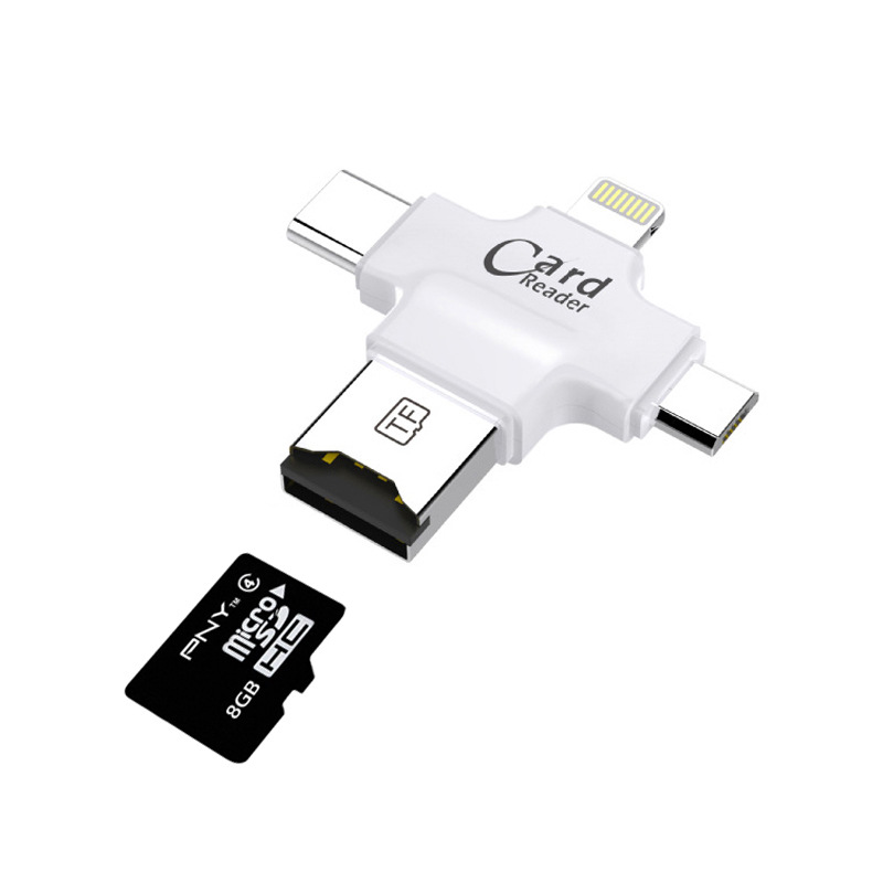 4 in 1 Card Reader usb-C Micro USB MicroSD tipo C for Android ipad/iphone MacBook OTG TF SD reader