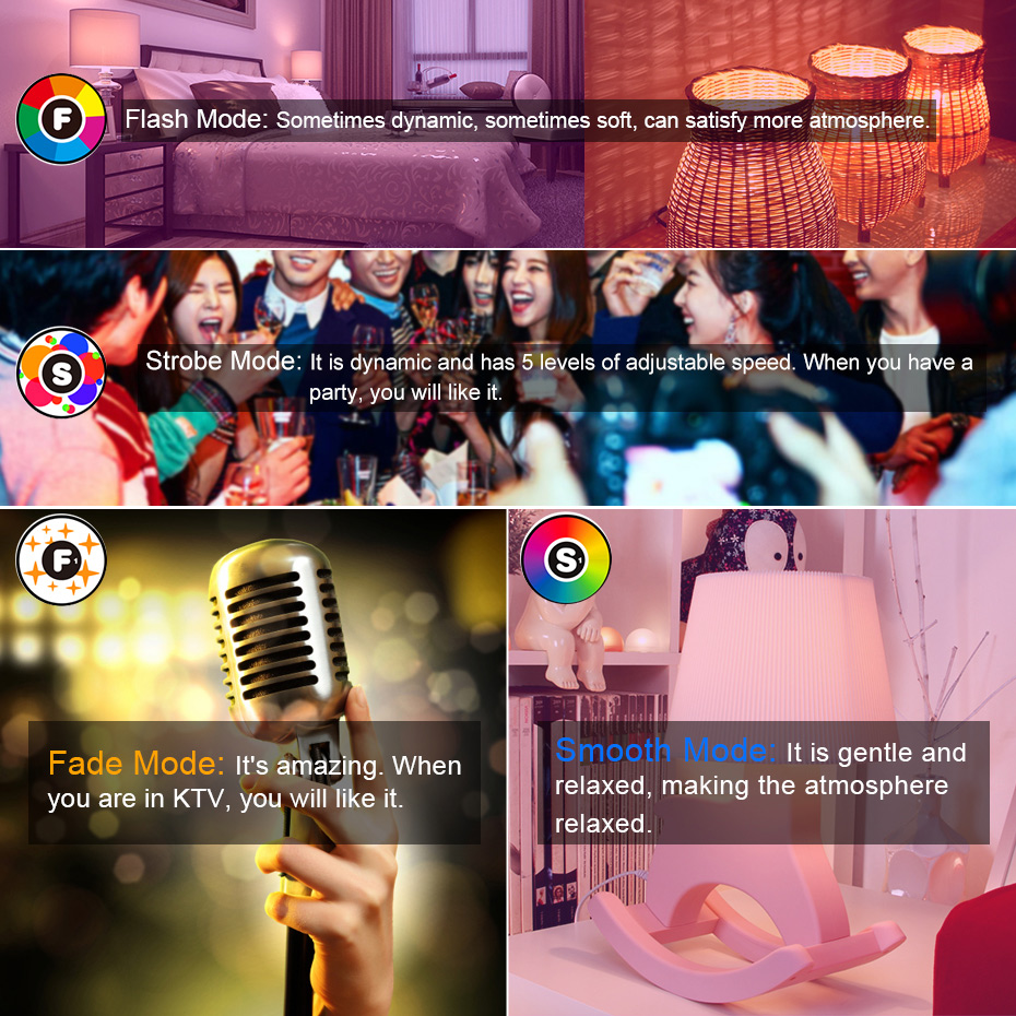 Magic RGB LED Light Bulb Smart Lighting Lamp Color Change With Remote Controller 5 10 15W Smart Bulb