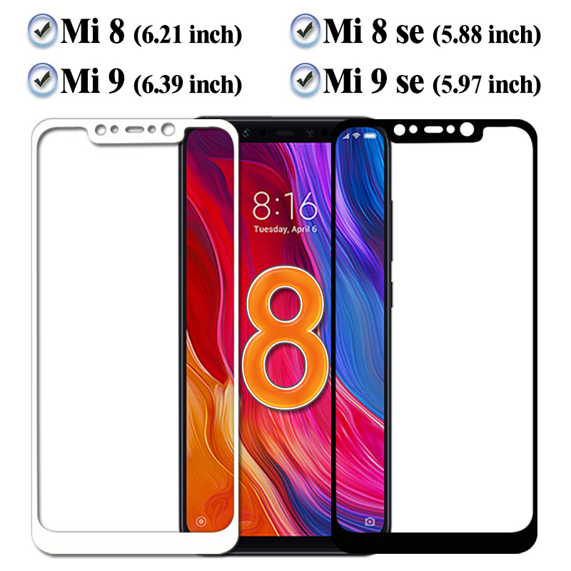 Tempered Glass for Xiaomi Mi 9 Mi 9 8 SE Screen Protector Glass Film Full Cover Glass for Xiaomi