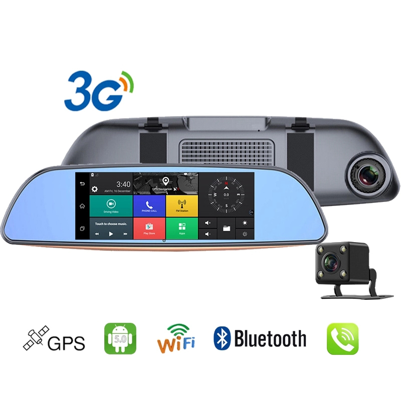 7 inch 3G Car DVR dual camera reversing rear view Android Bluetooth GPS navigator mirror recorder