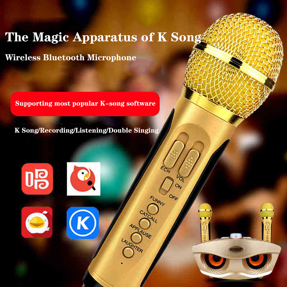 Bluetooth Karaoke Speaker Two Wireless Microphone Stereo Subwoofer 3D Stereo surround sound Speaker